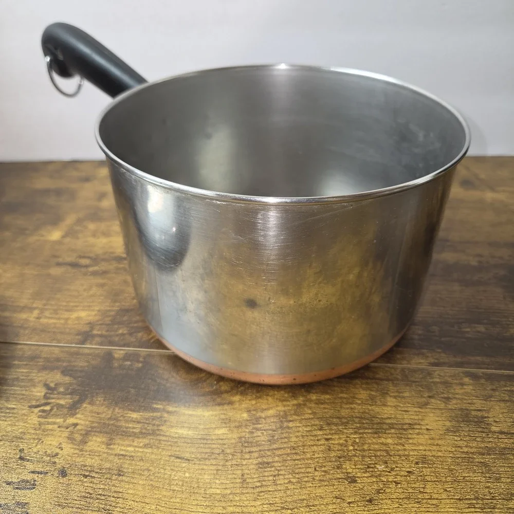 Vintage Revere Ware 1801 Copper Bottom Saucepan Pot with Lid - Pre-1968 Stamp